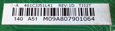MAIN / TOSHIBA 75026847 / 431C3J51L41 / 461C3J51L41 / TJ32T / STJ32T VTV-L32709 / SUSTITUTAS 431C3J51L42 / 461C3J51L42 / MODELO 32C110U1 / PANEL LTA320AP05-D02	 - Imagen 3