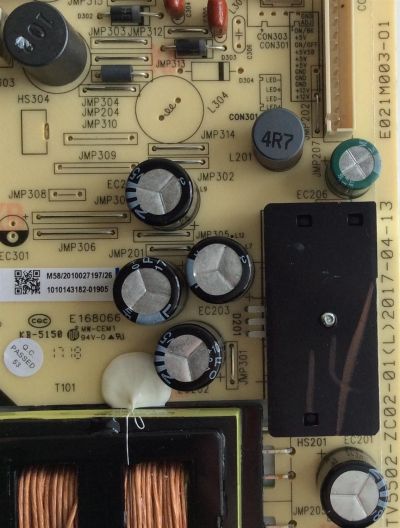 FUENTE DE PODER / JVC 1010143182 / TV5502-ZC02-01 / 1010143182-01905 / E021M003-01 / E168066 / PANEL LC546PU1L01 / MODELO LT-55MA770 - Imagen 2