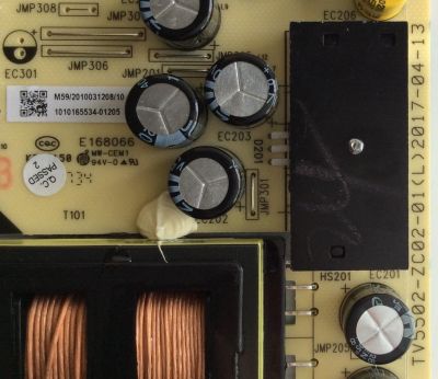 FUENTE DE PODER / JVC 1010165534 / E168066 / M59/2010031208/10 / TV5502-ZC02-01(0)2017-04-13 / E021M003-01 / TV5502-ZC02-01 / MODELO LT-55MA875	 - Imagen 2