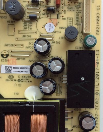 FUENTE DE PODER / JVC 1010146044 / E168066 / M58/2010027656/26 / TV5502-ZC02-01(0)2017-04-13 / E021M003-01 / TV5502-ZC02-01 / PANEL LC546PU1L01 / MODELO LT-55MA770	 - Imagen 2