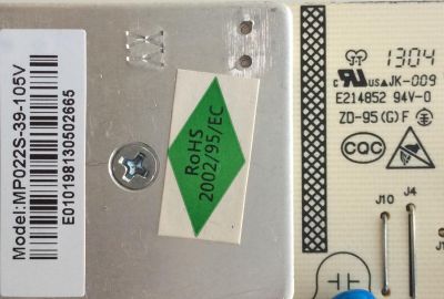 FUENTE DE PODER / PIONEER MP022S-39-105V / MP022S-39DX / REV:1.0 / E214852 / PANEL LK315T3HB94 / MODELO PLE-3203HD / SLE2039 - Imagen 2