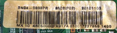 MAIN ORIGINAL PARA TV SAMSUNG / NUMERO DE PARTE BN94-03987R / BN41-01487C / BN97-04836J / PARTES SUSTITUTAS BN94-03318D / BN94-03318H/BN94-03318M/BN94-03318T/BN94-03318U / BN94-03987C / PANEL LTF460HM02 / MODELOS UN46C5000QFXZA SQ09 / UN46C5000QFXZX SQ09 - Imagen 2