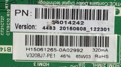 MAIN / FUENTE ( COMBO) / ELEMENT 34014242 / H15061265 / TP.MS3393.PB851 / V320BJ7-PE1 / MODELO ELEFW328	 - Imagen 2