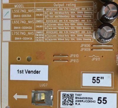 FUENTE DE PODER PARA TV SAMSUNG / NUMERO DE PARTE BN44-00939A / L55E7NQ_NHS / BN4400939A / PANEL´S CY-QN055FLAV3H /  CY-QN055FLLV3H / MODELOS QN55Q7FNAFXZA / QN55Q75CNFXZA / QN55Q75FNFXZA / QN55Q7CNAFXZA / QN55Q7FNAFXZA FB03 / QN55Q7FNAFXZA AA01 - Imagen 2