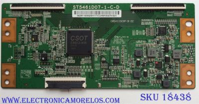 T-CON PARA TV TCL·ROKU / NUMERO DE PARTE 3429110052 / 34.29110.052 / 34291100520H11T / ST5461D07-1-C-D / C054115COF-B-12 / PANEL'S LVU550NDEL / LVU550ND1L / MODELOS 55S405 / 55S423