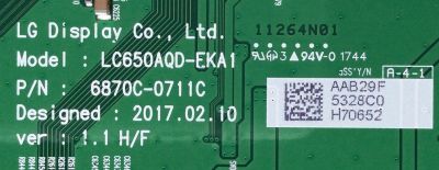 T-CON / LG 6871L-5003E / 6870C-0711C / 6871L-5328C / 5328C / LC650AQD-EKA1 / PANEL LC550AQD (EK)(A3) / MODELOS OLED55C7P-U.BUSYLJR / OLED55C7P - Imagen 2