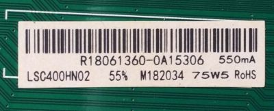 MAIN / FUENTE ( COMBO ) / HISENSE 180708 / R18061360 / TP.SR.PB701 / LSC400HN02 / PANEL JHD400N12F31 / MODELO 40EU3000	 - Imagen 2