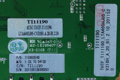 MAIN / ELEMENT 1104H0548 / TI11190 / CV318H-A / LTA460HJ05-CV318H-A-20-B1.2.10 / 1104H0548 H / MODELO ELEFQ462 - Imagen 2