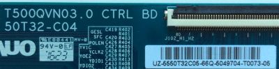 T-CON / INSIGNIA 55.50T32.C05 / T500QVN03.0 CTRL BD / 50T32-C04 / 5550T32C05 / PANEL TPT500U1-QVN03 REV:S0B0B / MODELO NS-50DR710NA17 - Imagen 2