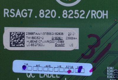 MAIN / SHARP 239887A / 239884A / RSAG7.820.8252/ROH / 239887 / 239884 / HU65A5107UWR(0001) / 3TE65G182909 / PANEL HD650S1U71-L1\S0\GM\CKD\ROH / MODELO LC-65Q7300U / LC-65Q7300U 65G182902 / LC-65Q7330U - Imagen 2