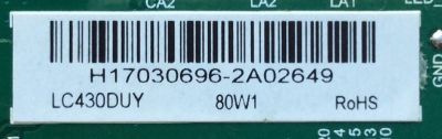 MAIN / TOSHIBA H17030696 / TP.MS3553.PC706 / LC430DUY / PANEL K430WDRC / MODELO 43L420U /  - Imagen 2