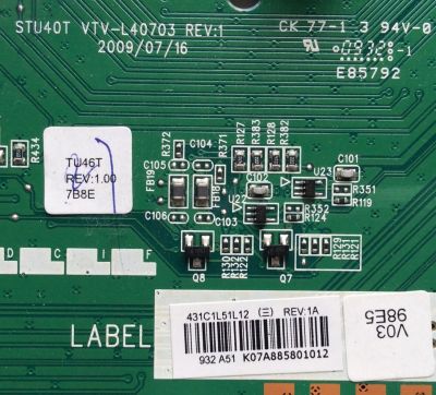 MAIN / TOSHIBA 75016563 / STU40T VTV-L40703 REV:1 / 461C1L51L12 / 431C1L51L12 / E85792 / PANEL LTA460HF03 T02 / MODELO 46XV640UZ - Imagen 2