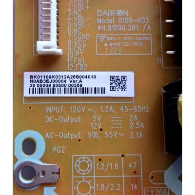 FUENTE DE PODER / SANYO N0AB3EJ00004 / 4H.B1090.381/A / BK.01109.K03 / NOAB3EJ00004 / B109-K03 / PANEL T390HVN01.0 / MODELOS DP39842 P39842-04 / FVM3982 P39842-05 - Imagen 2