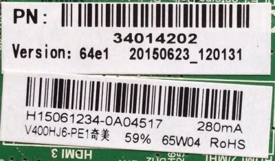 MAIN /  FUENTE / (COMBO) / ELEMENT / 34014202 / TP.MS3393.PB851 / H15061234 / V400HJ6-PE1 / PANEL FHLTE40356ZPD / MODELO ELEFW408 - Imagen 2