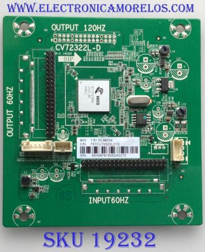MODULO DE FRECUENCIA 120HZ / APEX / APEX LE50D5 / F57CV72322LD10 / CV72322L-D / 55H09791505DA0270 / 1.91.00.88004 / PANEL T500HVN07.5 / MODELO LE50D5 "