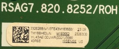 MAIN / HISENSE / 232628 / RSAG7.820.8252/ROH / 232630 / 3TE43M183558 / PANEL JHD425S1U71\S0\FM\CKD\ROH\L / MODELO 43RGE - Imagen 2