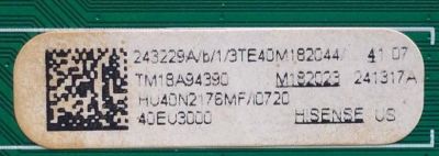 MAIN / FUENTE / (COMBO) / HISENSE / 243229A / TP.SR.PB701 / 241317A / HU40N2176MF / PANEL JHD400N2F31 / MODELO 40EU3000 - Imagen 3