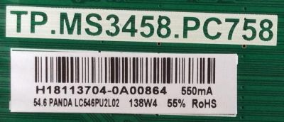 MAIN / FUENTE / (COMBO) / SUNLED / H18113704 / TP.MS3458.PC758 / 102181100157 / PANEL LC546PU2L02 / MODELO HK55WLEDM - Imagen 2