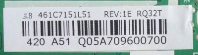 MAIN / TOSHIBA / 75037689 / 461C7151L51 / 431C7151L51 / SR040T VTV-L40617 / PANEL U320DF01-TG101 / MODELO 32L2400U - Imagen 3