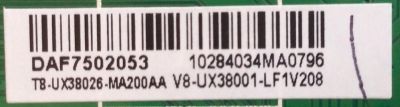 MAIN / FUENTE / (COMBO) / INSIGNIA / DAF7502053 / 40-UX38M0-MAH2HG / T8-UX38026-MA200AA / V8-UX38001-LF1V208 / PANEL LVW320CSDX E20 V1 /  - Imagen 2