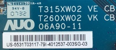 T-CON / 55.31T03.117 / T260XW02 / T315XW02 / 5531T03117 / PANEL  T315XW02 V.E / MODELO  KDL-32S3000 - Imagen 2