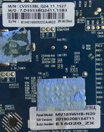 MAIN / FUENTE / (COMBO) / ELEMENT / E18020_ZX / CV3553BL-Q24 / PANEL  MV185WHB-N20 / MODELO ELEFW195 - Imagen 2