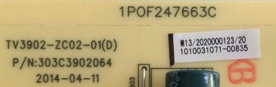 FUENTE DE PODER TCL / 1010031071 / TV3902-ZC02-01 / TV3902-ZC02-01(D) / 1POF247663C / 303C3902064 / DIFERENTES MARCAS Y  MODELOS POLAROID MHDV4233-U4 / TCL LE40D8810 / HAIER LE40M600CF / JVC LT40C550 - Imagen 2