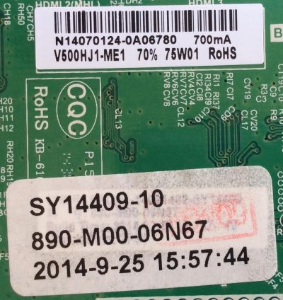 MAIN / FUENTE / (COMBO) / ELEMENT / SY14409 / TP.MS3393.PB851, N14070046, N14070047 / N14070124 / 890-M00-06N67 / SY14409-10B / V500HJ1-ME1 / MODELO ELEFW504 - Imagen 2
