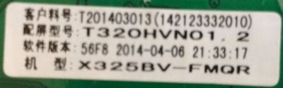 MAIN / FUENTE / (COMBO) / SCEPTRE / B14060322 / TP.MS3393.P712 / T320HVN01.2 / PANEL  T320HVN05.0 XL / MODELO X325BV - Imagen 2