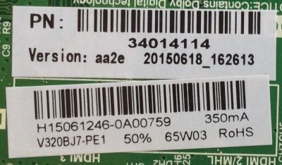 MAIN / FUENTE / (COMBO) / WESTINGHOUSE / 34014114 / H15061246 / TP.MS3393.PB851 / PANEL V320BJ7-PE1 / MODELO WD32HB1120 - Imagen 2