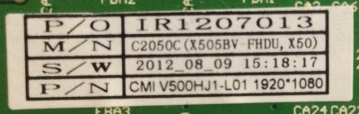 MAIN / SCEPTRE / B12083619 / T.RSC8.82B 12062 / IR1207013 / PANEL V500HJ1-L01 / MODELO X505BV-FHD - Imagen 2