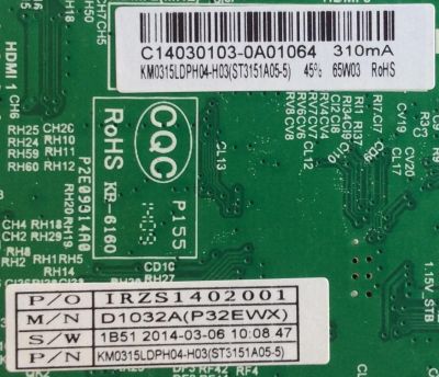 MAIN / FUENTE / (COMBO) / UPSTAR / C14030103 / TP.MS3393.PB851 / PANEL KM0315LDPH04-H03 / MODELO P032EWY - Imagen 2