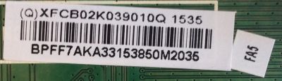 MAIN / VIZIO / 756TXFCB02K0390 / 715G7487-M01-001-004K / (Q)XFCB02K039010Q / BPFF7AK / PANEL TPT315B5-WHBN0.K REV:S5941C / PARTES SUSTITUTAS 756TXFCB02K0190 / MODELO E32H-C1 LTTUSJCR - Imagen 2