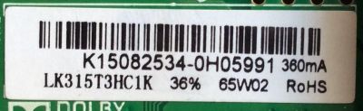 MAIN / FUENTE / (COMBO) / WESTINGHOUSE / K15082534 / TP.MS3393.PB801 / PANEL LK315T3HC1K / MODELO WD32HB1120-C - Imagen 2