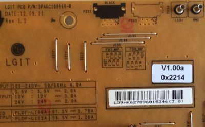 FUENTE DE PODER LG / EAY62789601 / 3PAGC10096B-R / PLDF-L106A / PANEL T420HVF07.1 / MODELO 42LT670H-UA AUSWLHR - Imagen 2