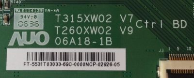 T-CON / SONY / AKAI / 55.31T03.033 / 06A18-1B / PANEL T315XW02 V.7 / AKAI  LCT32Z4ADP / LCT32Z5TAP / SONY KDL-32S2010 / KDL-32S2530 - Imagen 2
