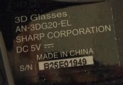 GAFAS ACTIVAS 3D / SHARP / KOPTLA004WJQZ / AN3DG20EL / AN-3DG20EL / B25E01949 / MODELOS LC-60C8470U / LC-60LE845U / LC-70C8470U / LC-90LE745U / PRO-60X5FD / PRO-70X5FD - Imagen 2