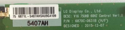 T-CON / VIZIO / 6871L-5407A / 6870C-0631B / 054.25006.0511 / 6871L-5407A / MODELOS E75-E1 LTM7GROT E75-F2 LWZJWWMU - Imagen 2