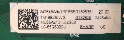 MAIN / SHARP 242649A / T.MS3686T.U701 / 242648A / HU65A6101U / 242649 / 242648 / 3TE65G182 / PANEL HD650S1U71\S0\GM\ROH / MODELO LC-65Q6020U / LC-65Q6020U 65G182606H - Imagen 2