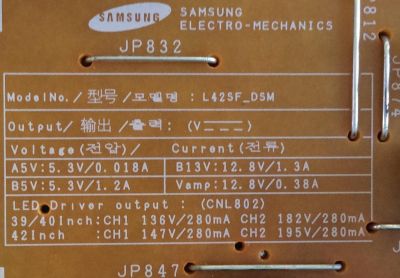 FUENTE DE PODER / SAMSUNG / BN44-00609A / L42SF_DSM / PARTES SUSTITUTAS BN44-00609C / BN44-00609E / BN44-00609F / MODELO HG40NB670FFXZA / HG40NB678FFXZA / HG40NB677FFXZA / UN40F5000AFXZA TS01  - Imagen 4