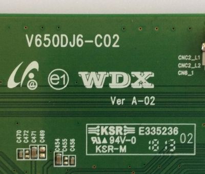 T-CON PARA ATYME / RCA  NUMERO DE PARTE V650DJ6-Q02 / V650DJ6-C02 / E335236 / V650DJ6-Q02  REV:E1 / MODELO 650AM7UD  / RNSMU6536-B - Imagen 2