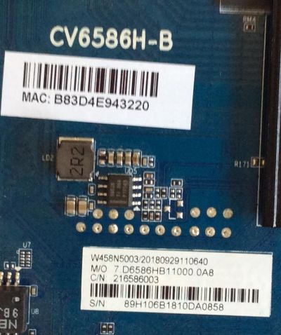 MAIN / RCA / NUMERO DE PARTE 216586003 / 7.D6586HB / CV6586H-B / W458N5003 / 20180929 / MODELO RNSMU6536-B  - Imagen 2