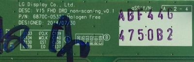 T-CON / LG / 6871L-4750B / 6870C-0532C / E255400  94-0 / PANEL LC490DUE (FJ)(A1) / 49LJ510M-UB.BUSYLJR  - Imagen 2