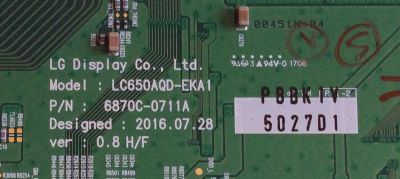 T-CON / LG / 6871L-5027D / 6870C-0711A / LC650AQD-EKA1 / PANEL LC650AQD (EK)(A2) / MODELO OLED65B7P - Imagen 2