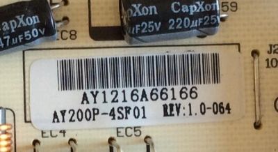 FUENTE DE PODER / COBY / AY200P-4SF01 / 3BS0030514 / AY1216A66166 / PANEL V500HJ1-LE1 REV.C3 / MODELO LEDTV5028 - Imagen 2