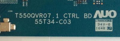 T-CON INSIGNIA / 55.55T32.C13 / T550QVR07.1 CTRL BD / 55T34-C03 / PANEL TPT550U1-QVN05.U REV: S000G / MODELO NS-55DR710NA17 - Imagen 3