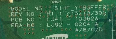 BUFFER SAMSUNG / BN96-30193A / LJ41-10362A / LJ92-02041A / 041A / MODELO PN51F5300BFXZA TS02 - Imagen 3