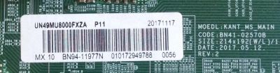 MAIN SAMSUNG / BN94-11977N / BN41-02570B / BN97-13542D / PANEL CY-SM049HLLV9H / MODELOS UN49MU8000FXZA FB02 / UN49MU7000FXZX / UN49MU8000FXZC  - Imagen 2
