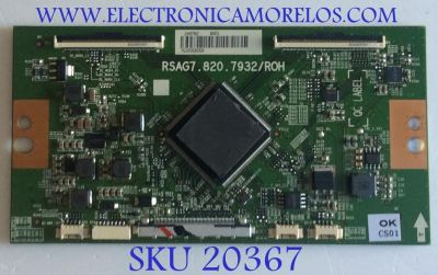 T-CON PARA TV HISENSE ULED / NUMERO DE PARTE 249782 / RSAG7.820.7932/ROH / E303981 / PANEL HD500V3U51-TAL3\S0\FJ\GM\ROH / DISPLAY T500QVN03.7 / MODELO 50H8F