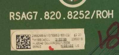 MAIN PARA TV HISENSE·ROKU TV 4K·UHD·HDR / NUMERO DE PARTE 235929 / 235931 / RSAG7.820.8252/ROH / HU65A6100UWR(0001) / PANEL'S HD650S1U71\S1\GM\ROH / HD650S1U51-L2\S0\GM\ROH / DISPLAY HV650QUB-N90 / MODELO 65R6E 65A6100UWR - Imagen 2